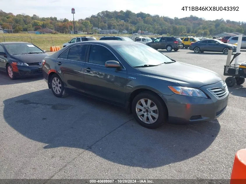 2008 Toyota Camry Hybrid VIN: 4T1BB46KX8U043392 Lot: 40699987