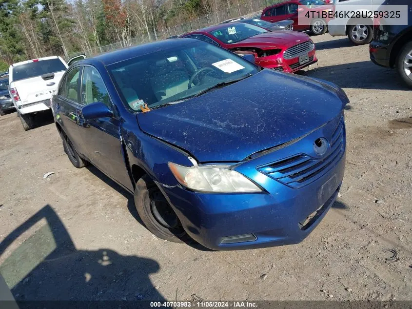 2008 Toyota Camry Le VIN: 4T1BE46K28U259325 Lot: 40703983