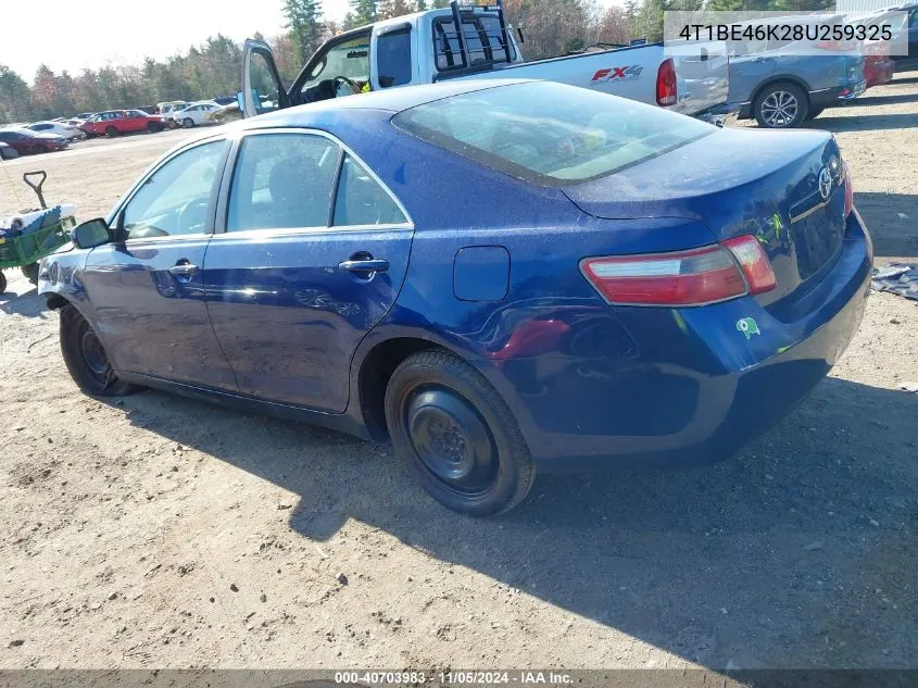 2008 Toyota Camry Le VIN: 4T1BE46K28U259325 Lot: 40703983