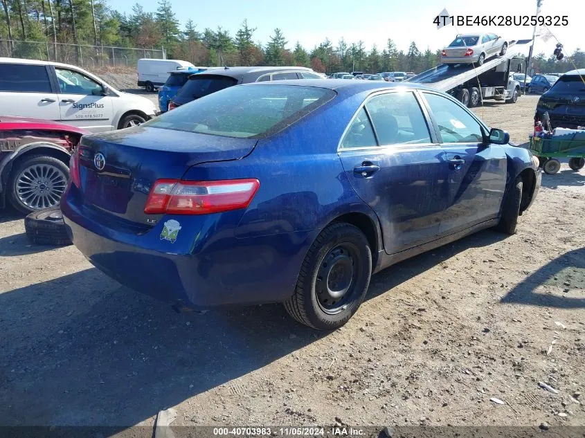 2008 Toyota Camry Le VIN: 4T1BE46K28U259325 Lot: 40703983