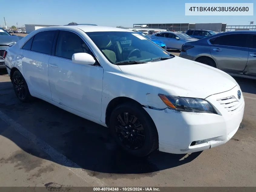 2008 Toyota Camry Le V6 VIN: 4T1BK46K38U560680 Lot: 40704248