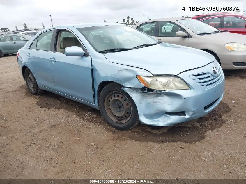 2008 Toyota Camry Ce/Le/Xle/Se VIN: 4T1BE46K98U760874 Lot: 40705966