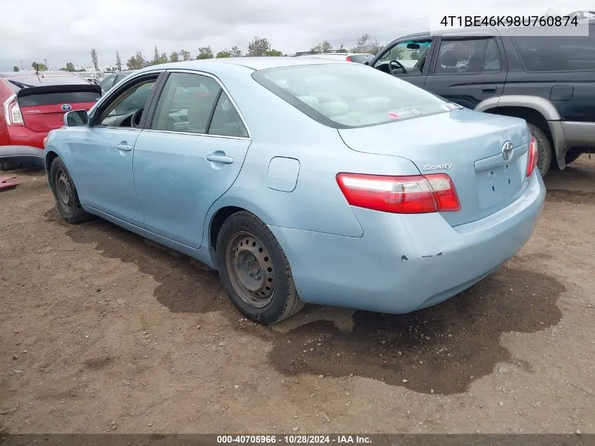 2008 Toyota Camry Ce/Le/Xle/Se VIN: 4T1BE46K98U760874 Lot: 40705966