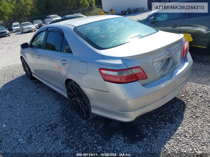 2008 Toyota Camry Se VIN: 4T1BE46K28U244310 Lot: 40714211