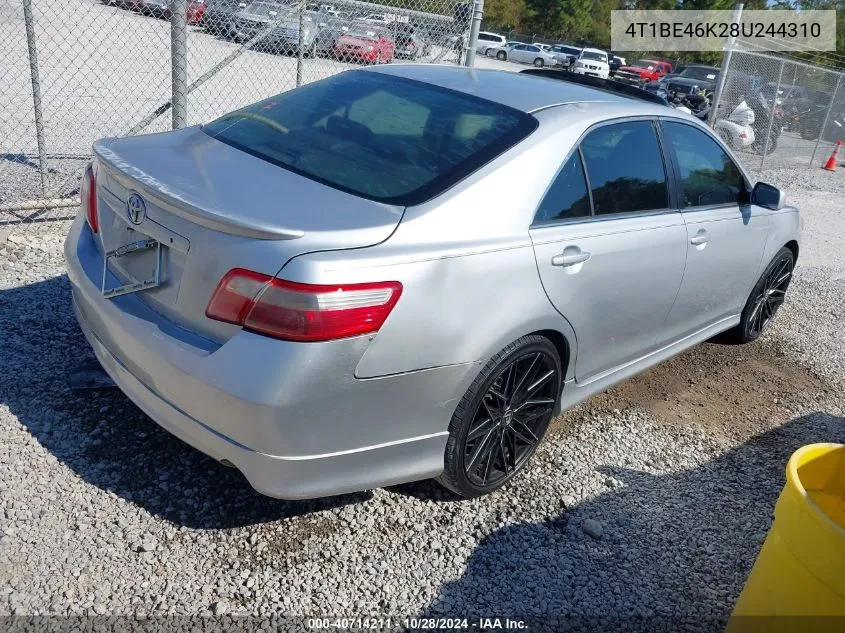 2008 Toyota Camry Se VIN: 4T1BE46K28U244310 Lot: 40714211