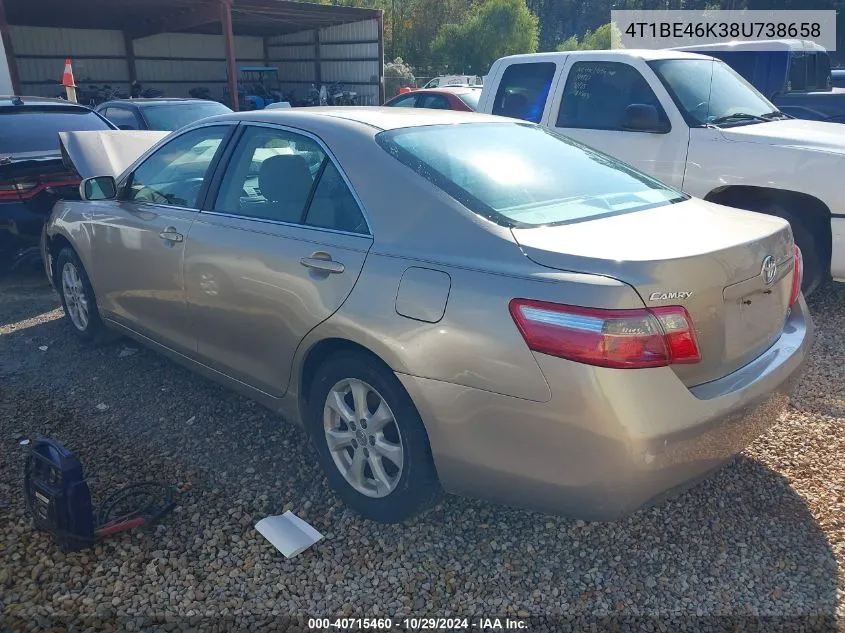 2008 Toyota Camry Le VIN: 4T1BE46K38U738658 Lot: 40715460