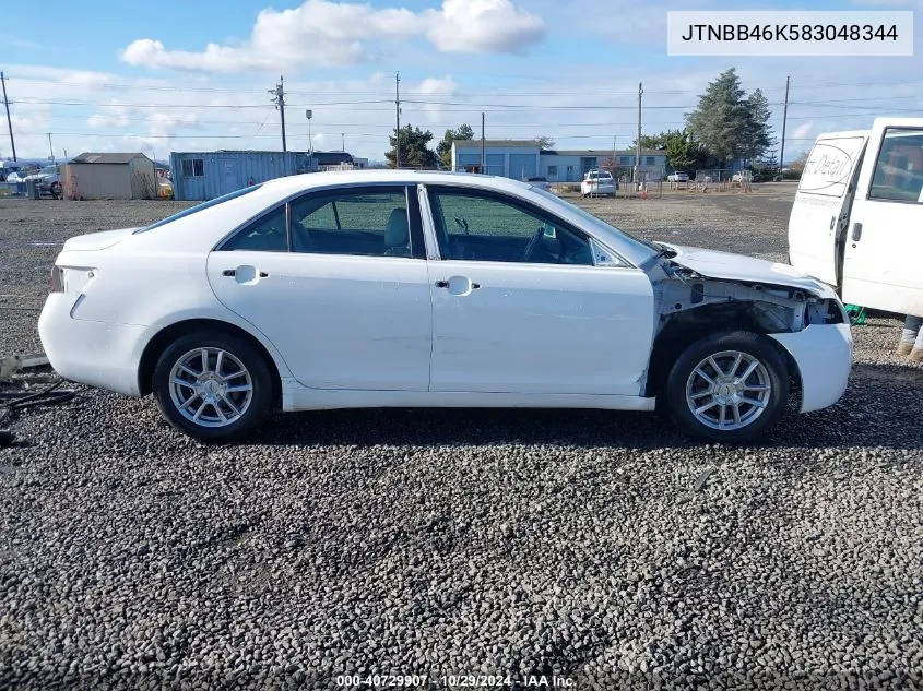 2008 Toyota Camry Hybrid VIN: JTNBB46K583048344 Lot: 40729907