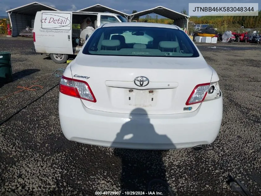 2008 Toyota Camry Hybrid VIN: JTNBB46K583048344 Lot: 40729907