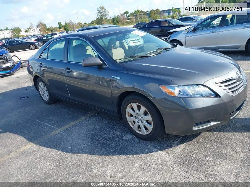 2008 Toyota Camry Hybrid VIN: 4T1BB46K28U052751 Lot: 40734405