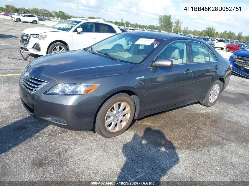 2008 Toyota Camry Hybrid VIN: 4T1BB46K28U052751 Lot: 40734405