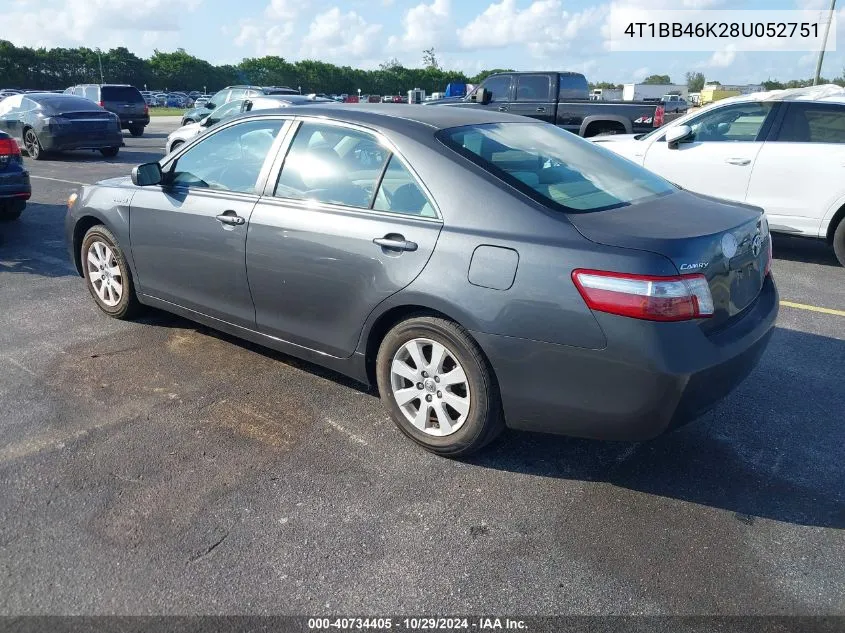 2008 Toyota Camry Hybrid VIN: 4T1BB46K28U052751 Lot: 40734405