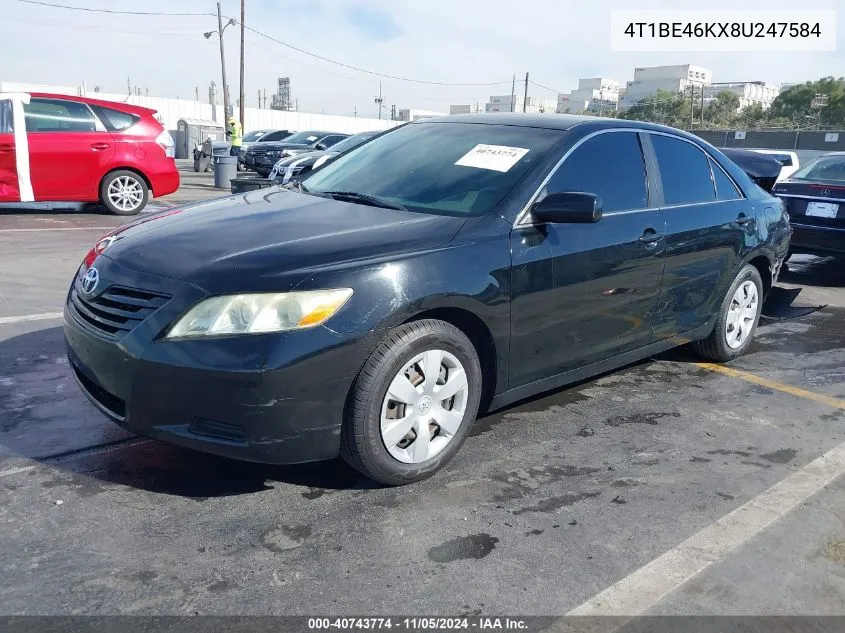 2008 Toyota Camry VIN: 4T1BE46KX8U247584 Lot: 40743774