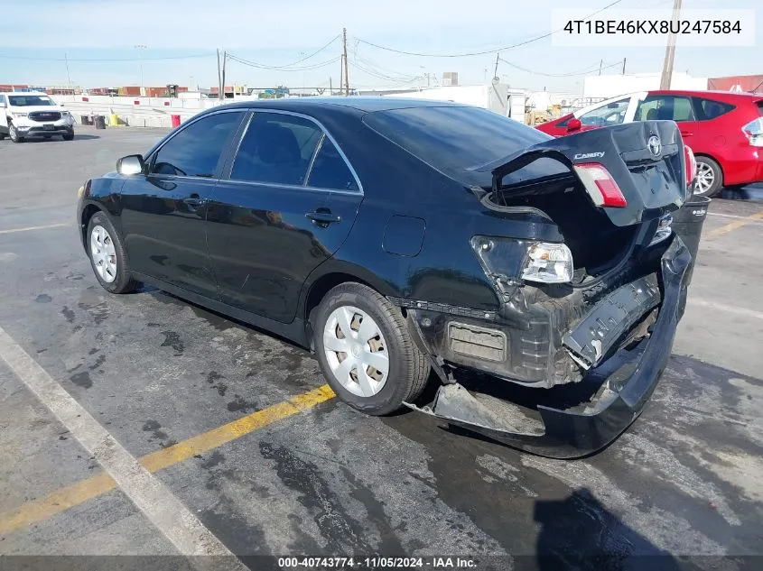 2008 Toyota Camry VIN: 4T1BE46KX8U247584 Lot: 40743774