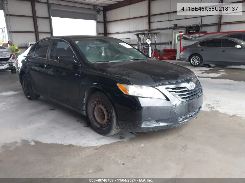 2008 Toyota Camry Le VIN: 4T1BE46K58U218137 Lot: 40746709