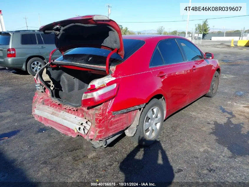 2008 Toyota Camry Le VIN: 4T4BE46K08R039607 Lot: 40756575