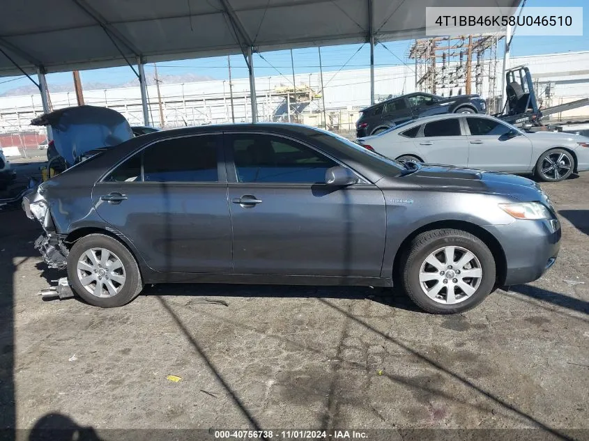 2008 Toyota Camry Hybrid VIN: 4T1BB46K58U046510 Lot: 40756738