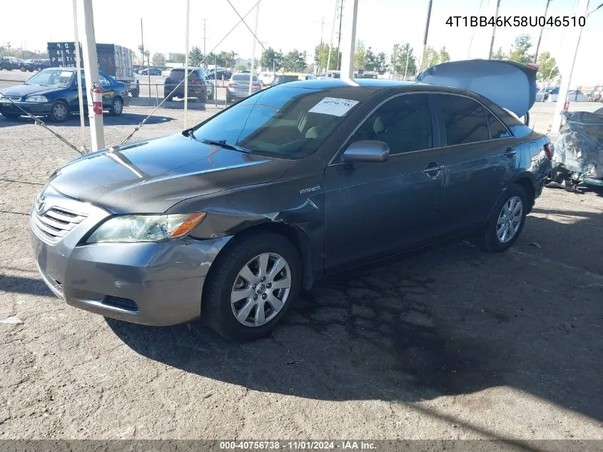 2008 Toyota Camry Hybrid VIN: 4T1BB46K58U046510 Lot: 40756738