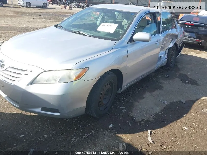 2008 Toyota Camry Le VIN: 4T1BE46K78U238230 Lot: 40759713