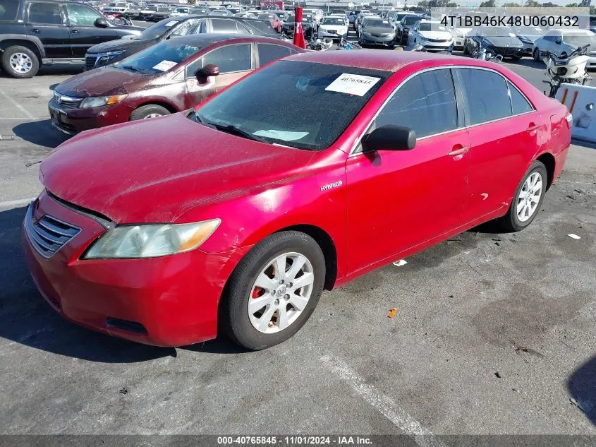 2008 Toyota Camry Hybrid VIN: 4T1BB46K48U060432 Lot: 40765845