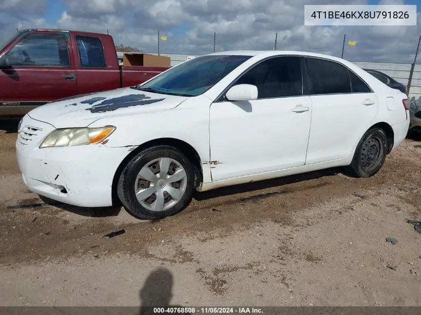 4T1BE46KX8U791826 2008 Toyota Camry Le