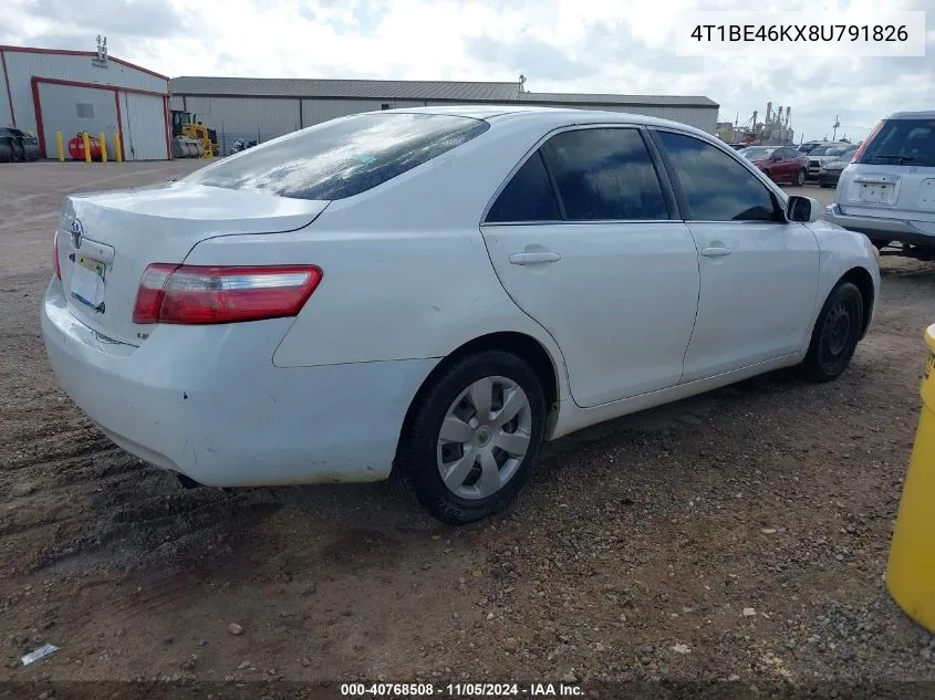 4T1BE46KX8U791826 2008 Toyota Camry Le