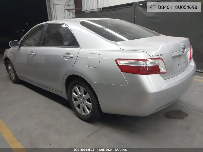 2008 Toyota Camry Hybrid VIN: 4T1BB46K18U054698 Lot: 40794502