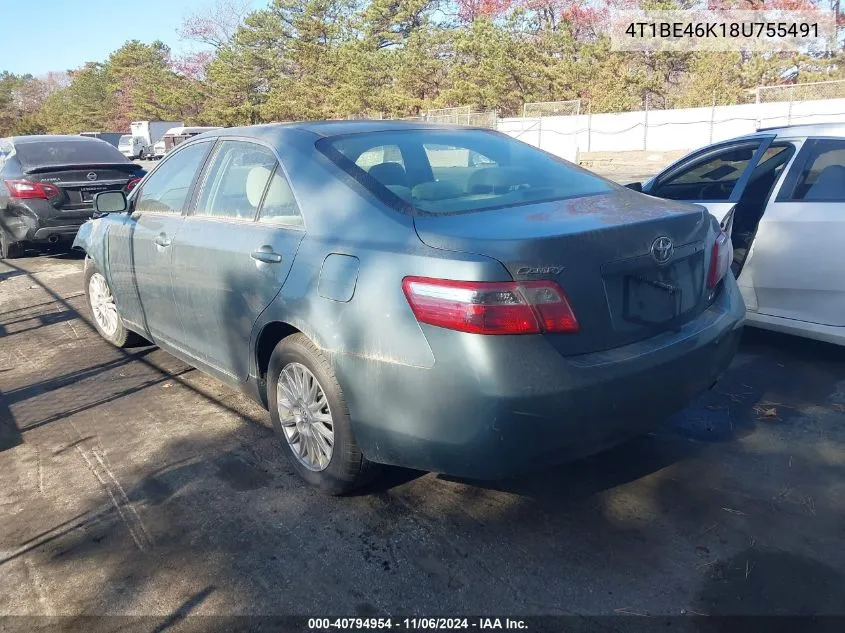 2008 Toyota Camry Le VIN: 4T1BE46K18U755491 Lot: 40794954