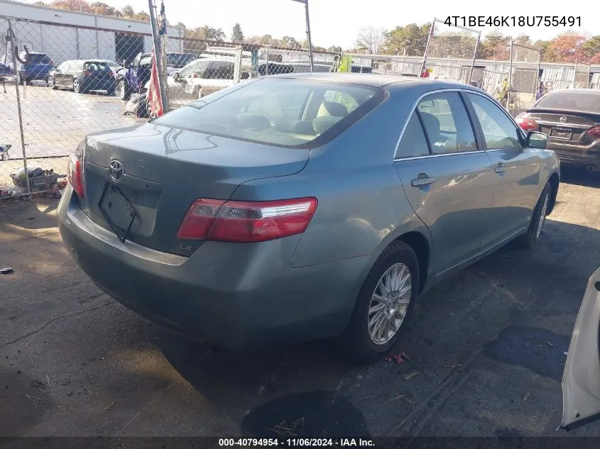 2008 Toyota Camry Le VIN: 4T1BE46K18U755491 Lot: 40794954