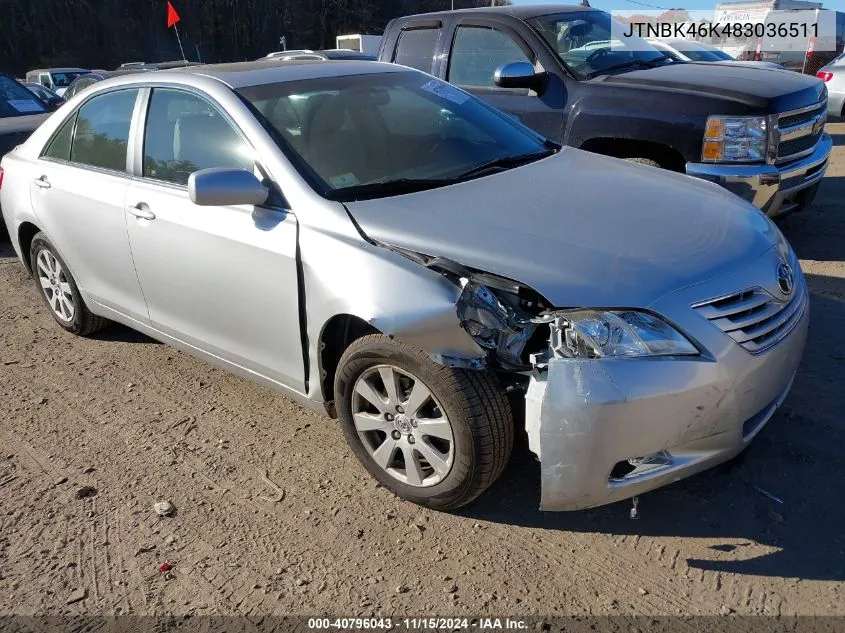 2008 Toyota Camry Xle V6 VIN: JTNBK46K483036511 Lot: 40796043