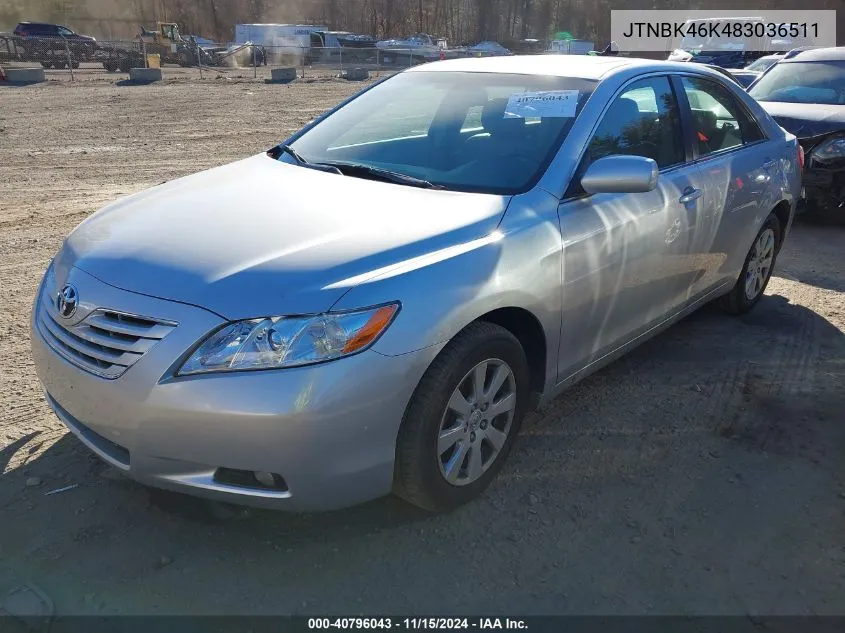 2008 Toyota Camry Xle V6 VIN: JTNBK46K483036511 Lot: 40796043