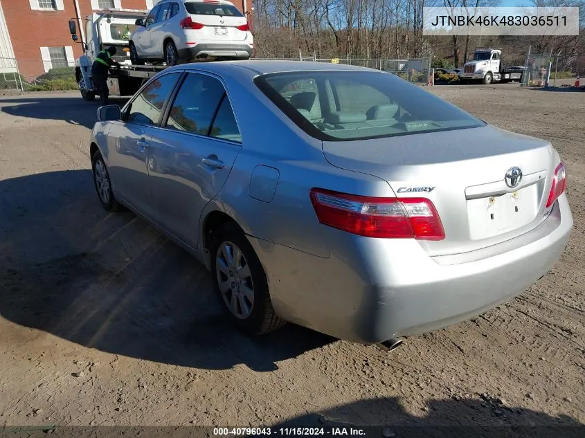 2008 Toyota Camry Xle V6 VIN: JTNBK46K483036511 Lot: 40796043