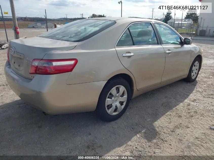 2008 Toyota Camry Le VIN: 4T1BE46K68U221127 Lot: 40806335