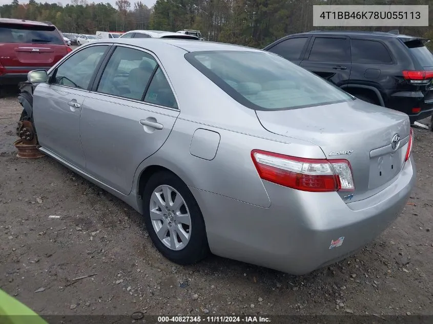 2008 Toyota Camry Hybrid VIN: 4T1BB46K78U055113 Lot: 40827345