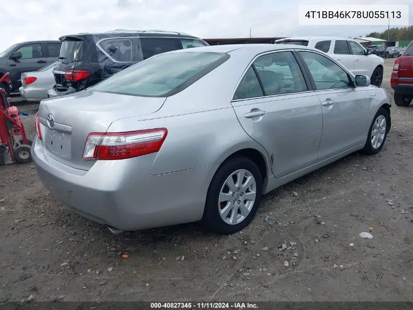 2008 Toyota Camry Hybrid VIN: 4T1BB46K78U055113 Lot: 40827345