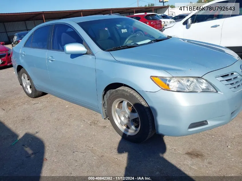 2008 Toyota Camry Le VIN: 4T1BE46K78U792643 Lot: 40842382