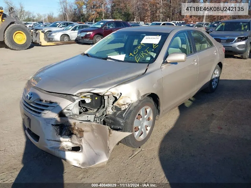 4T1BE46K08U242135 2008 Toyota Camry Le