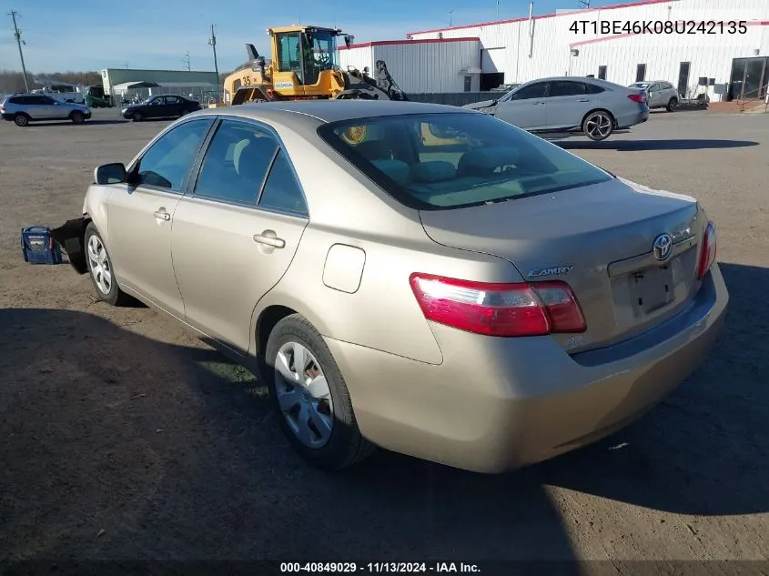 4T1BE46K08U242135 2008 Toyota Camry Le