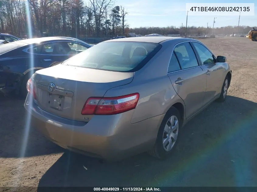 4T1BE46K08U242135 2008 Toyota Camry Le