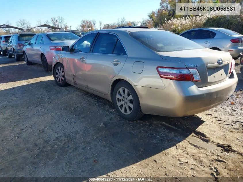 2008 Toyota Camry Hybrid VIN: 4T1BB46K08U058631 Lot: 40849220