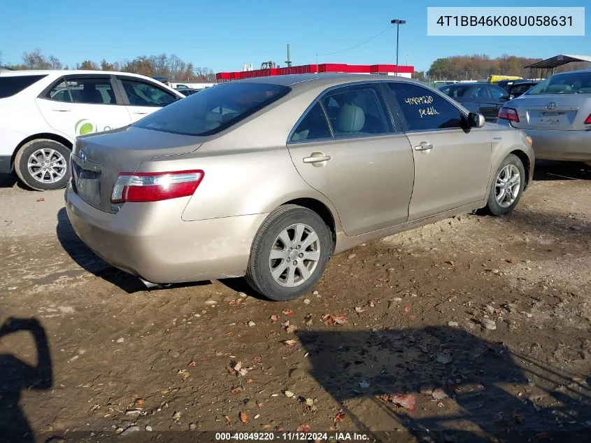 2008 Toyota Camry Hybrid VIN: 4T1BB46K08U058631 Lot: 40849220