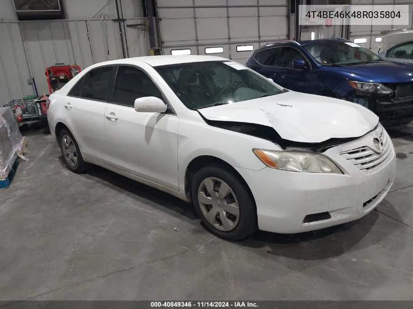 2008 Toyota Camry Le VIN: 4T4BE46K48R035804 Lot: 40849346