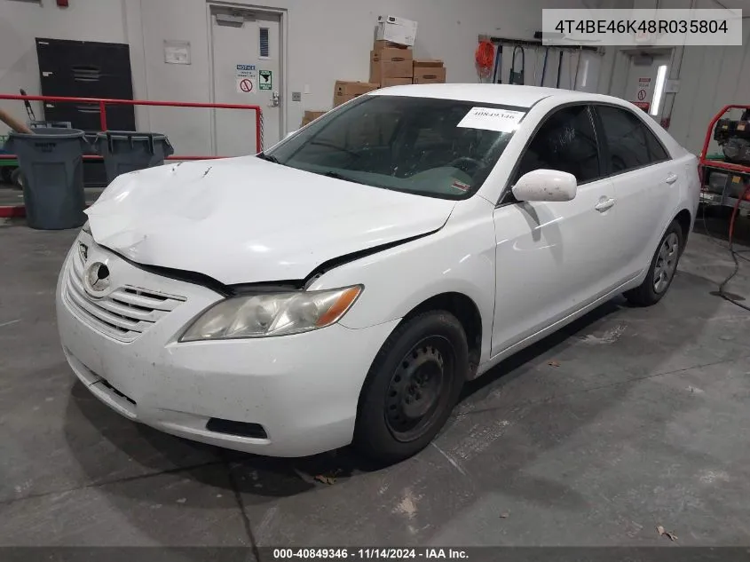 2008 Toyota Camry Le VIN: 4T4BE46K48R035804 Lot: 40849346