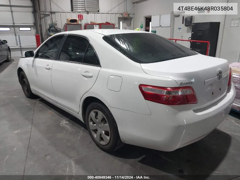 2008 Toyota Camry Le VIN: 4T4BE46K48R035804 Lot: 40849346