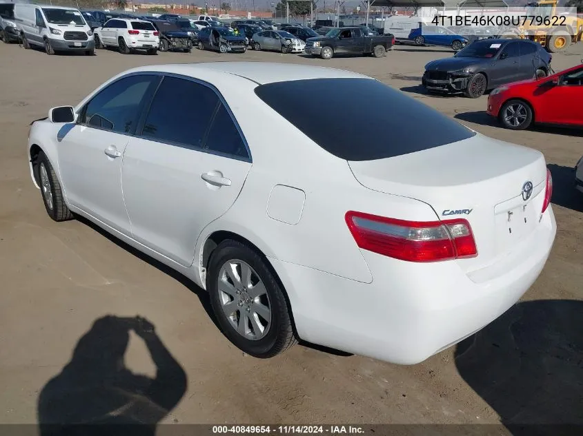 2008 Toyota Camry Xle VIN: 4T1BE46K08U779622 Lot: 40849654