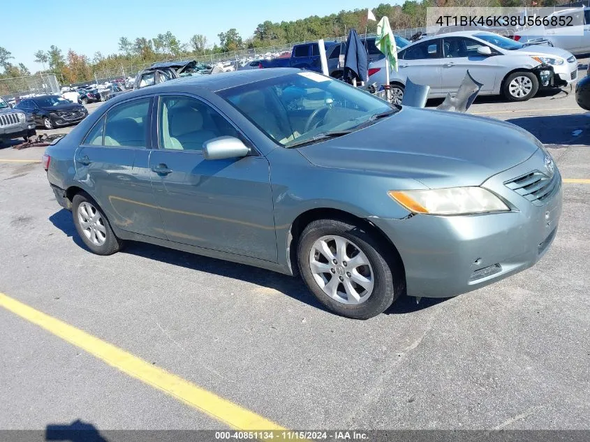 2008 Toyota Camry Le V6 VIN: 4T1BK46K38U566852 Lot: 40851134