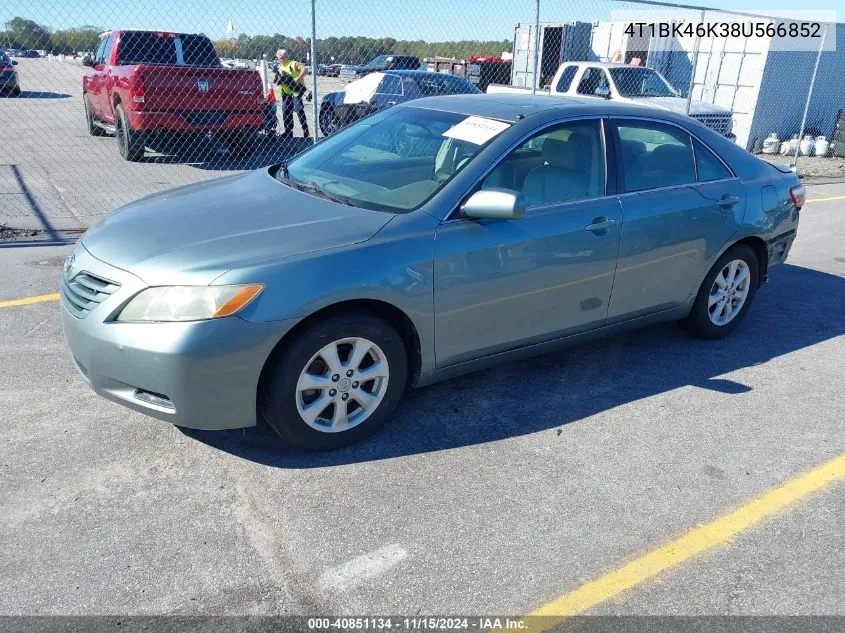 2008 Toyota Camry Le V6 VIN: 4T1BK46K38U566852 Lot: 40851134