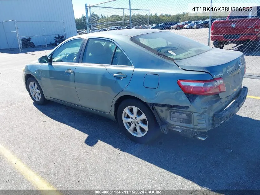 2008 Toyota Camry Le V6 VIN: 4T1BK46K38U566852 Lot: 40851134