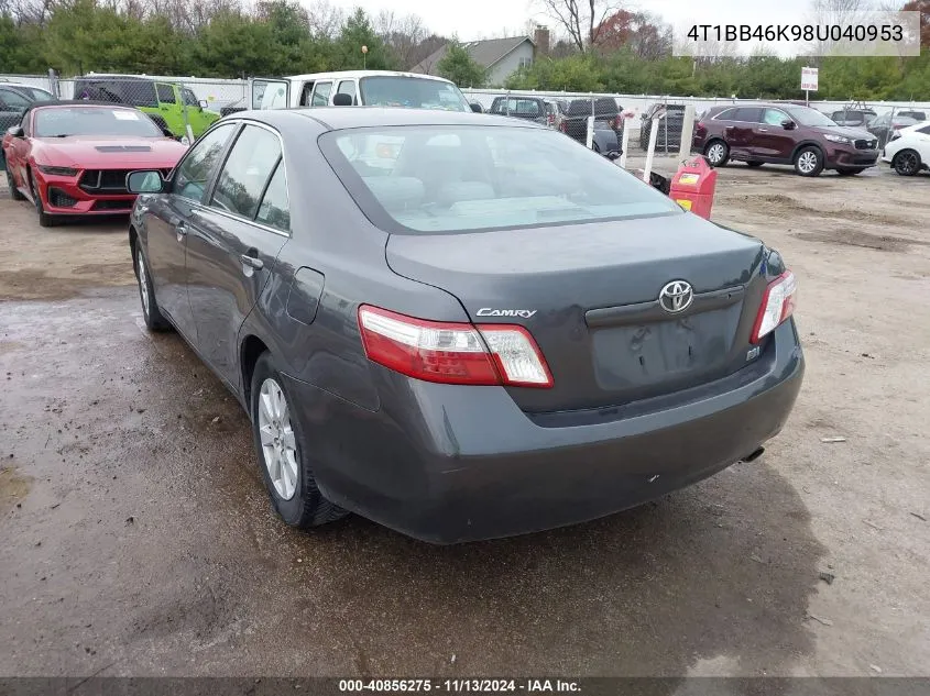 2008 Toyota Camry Hybrid VIN: 4T1BB46K98U040953 Lot: 40856275