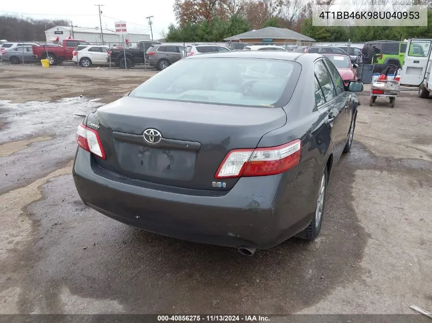 2008 Toyota Camry Hybrid VIN: 4T1BB46K98U040953 Lot: 40856275