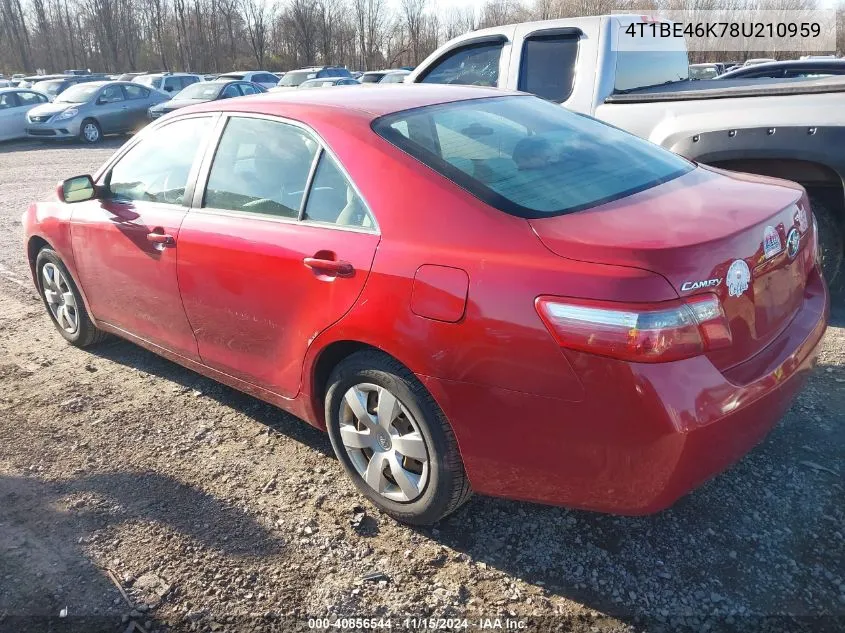 2008 Toyota Camry Le VIN: 4T1BE46K78U210959 Lot: 40856544